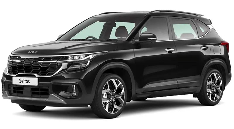 Kia Seltos SUV in Aurora Black Pearl paint