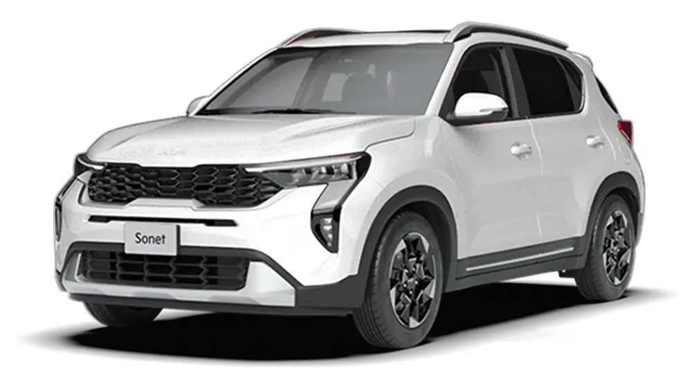 Kia Sonet SUV in Glacier White Pearl colour