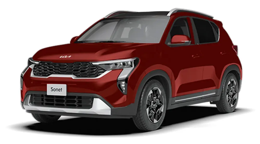 Kia Sonet in Intense Red with contrasting black roof