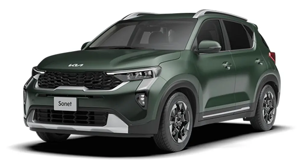 Kia Sonet SUV in Pewter Olive paint