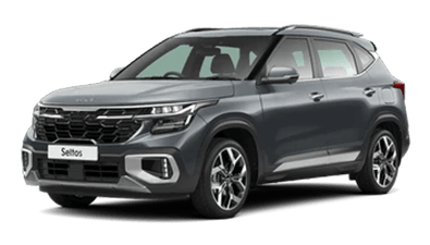Kia Seltos SUV exterior in showroom