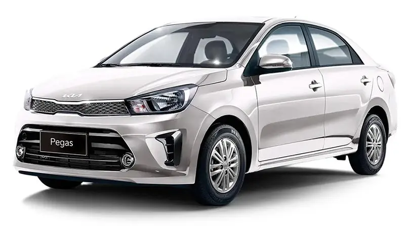 Kia Pegas compact sedan in White